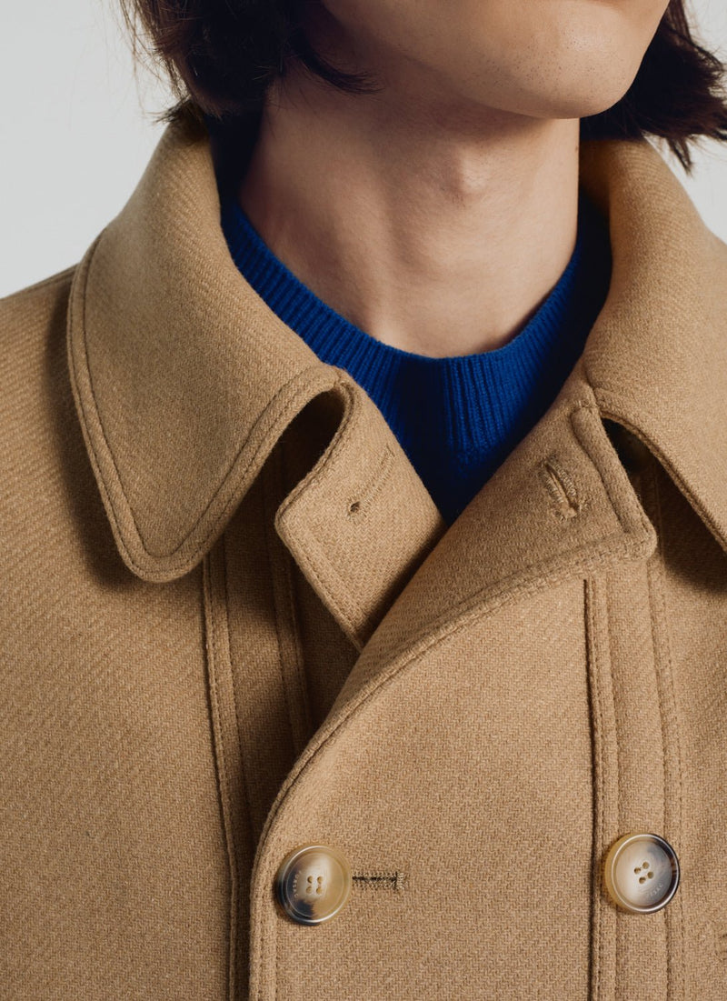 Camel Recycled Wool Blend Coat - Camel - De Fursac - The Bradery