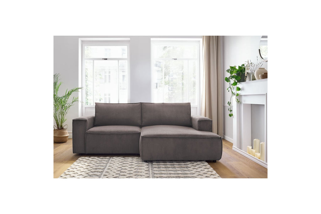 Compact fixed NIHAD corduroy corner sofa - Right-hand corner - BOBOCHIC - The Bradery