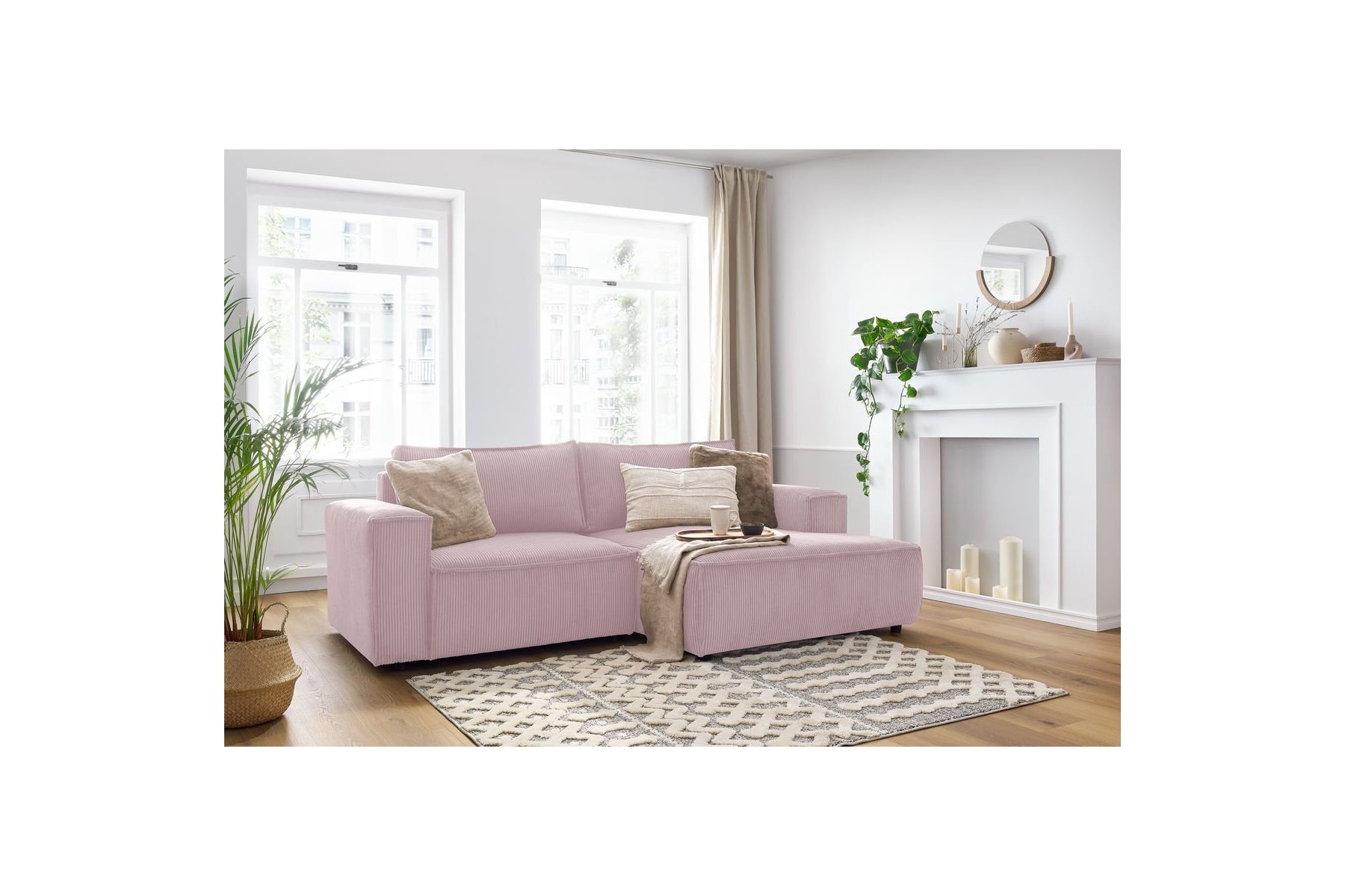 Compact fixed NIHAD corduroy corner sofa - Right-hand corner - BOBOCHIC - The Bradery