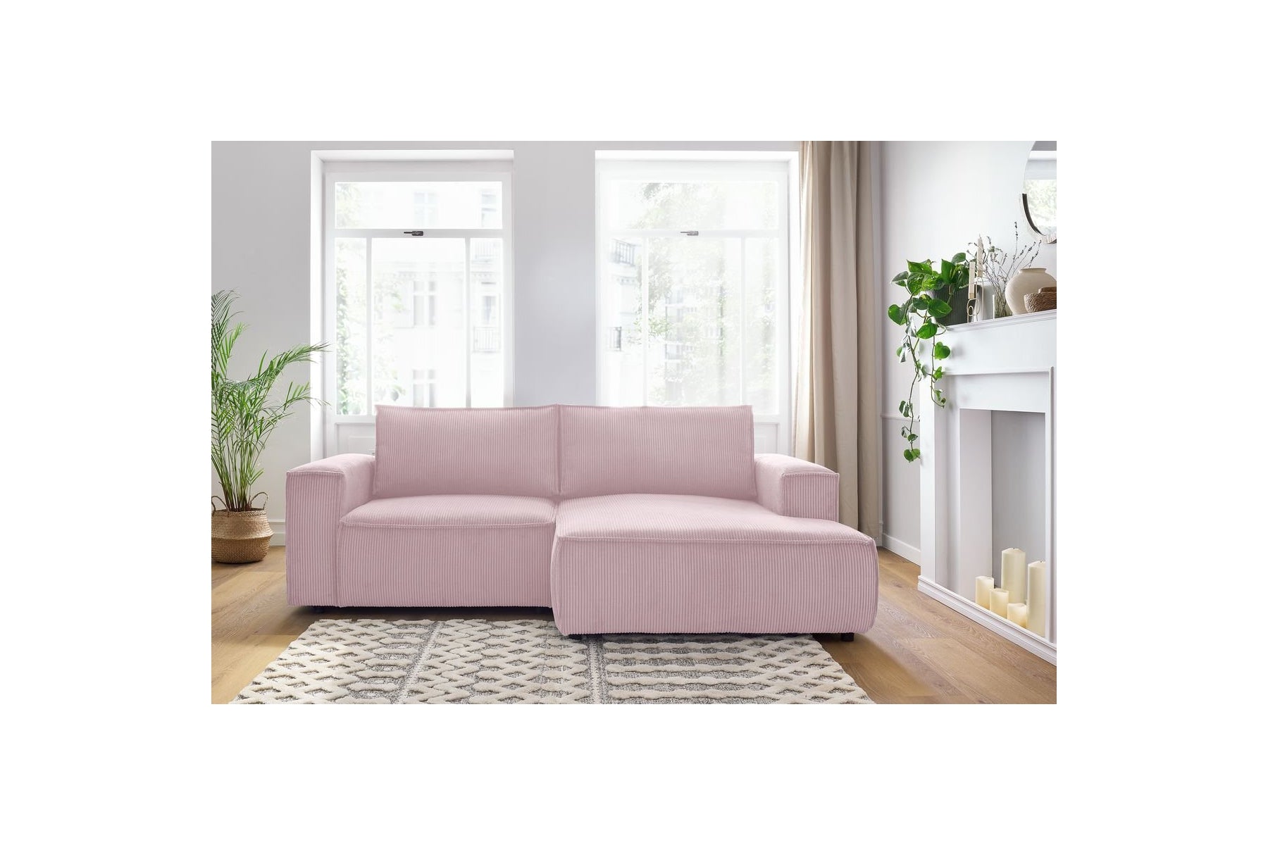 Compact fixed NIHAD corduroy corner sofa - Right-hand corner - BOBOCHIC - The Bradery