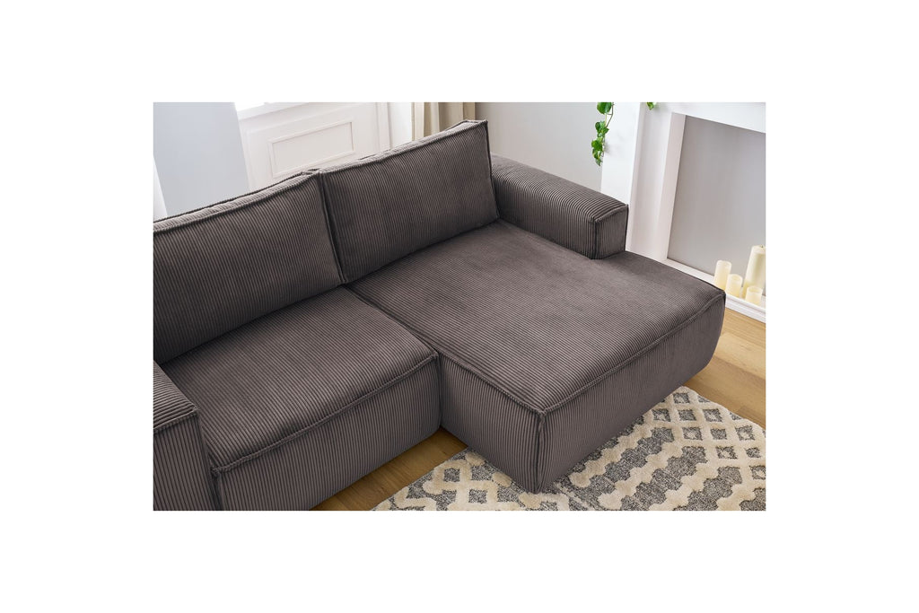 Compact fixed NIHAD corduroy corner sofa - Right-hand corner - BOBOCHIC - The Bradery