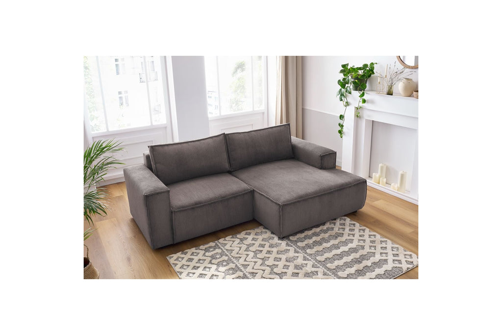 Compact fixed NIHAD corduroy corner sofa - Right-hand corner - BOBOCHIC - The Bradery