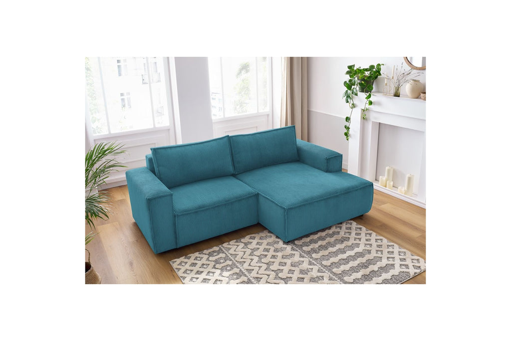 Compact fixed NIHAD corduroy corner sofa - Right-hand corner - BOBOCHIC - The Bradery