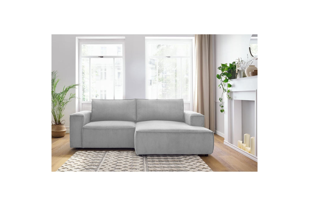 Compact fixed NIHAD corduroy corner sofa - Right-hand corner - BOBOCHIC - The Bradery