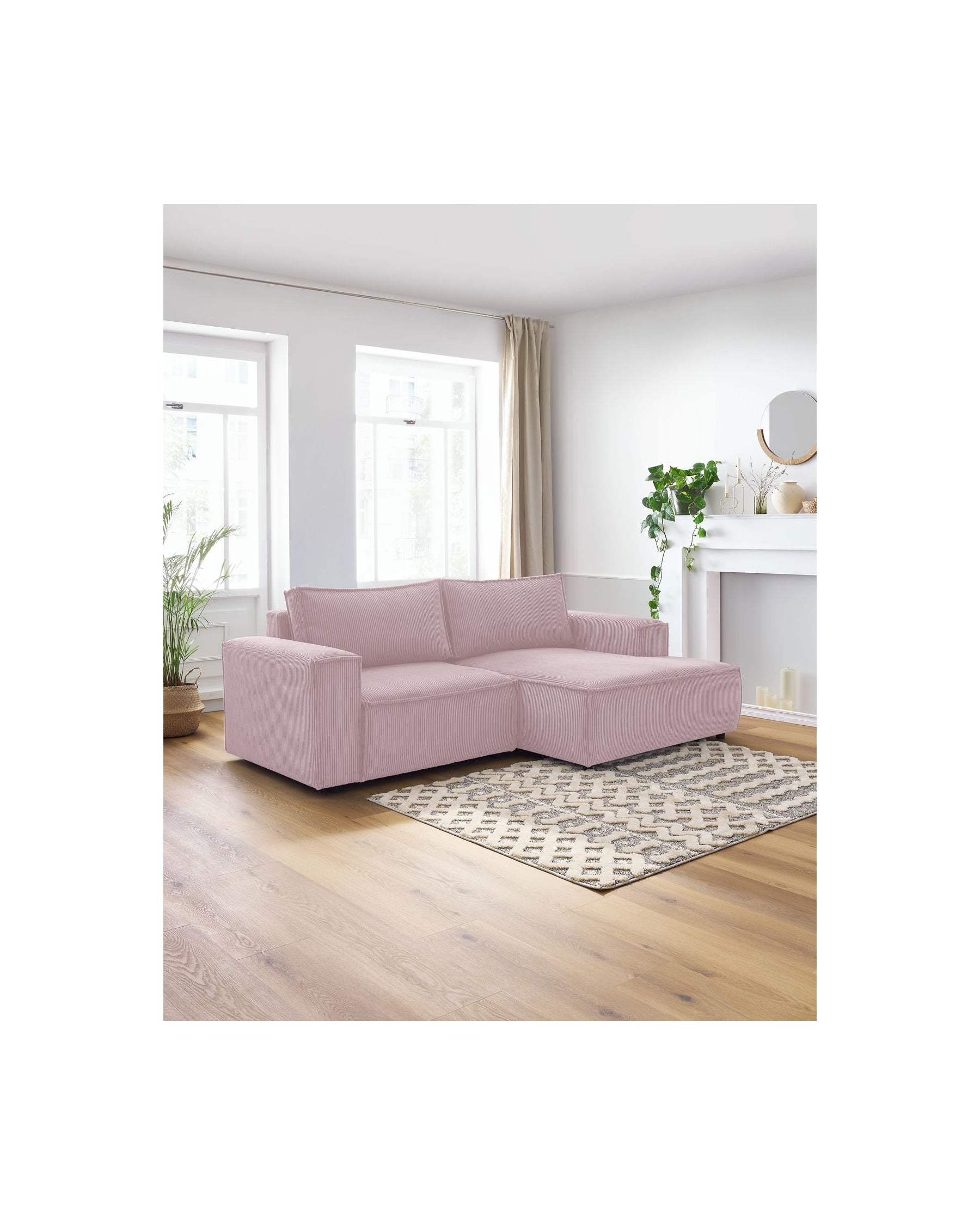Compact fixed NIHAD corduroy corner sofa - Right-hand corner - BOBOCHIC - The Bradery