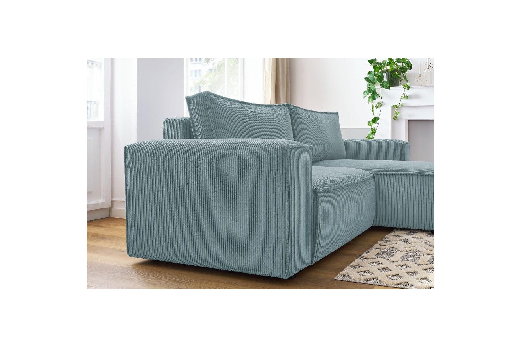 Compact fixed NIHAD corduroy corner sofa - Right-hand corner - BOBOCHIC - The Bradery