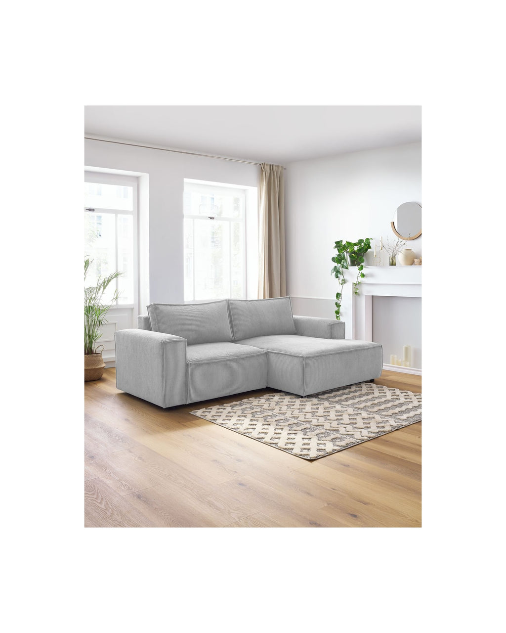 Compact fixed NIHAD corduroy corner sofa - Right-hand corner - BOBOCHIC - The Bradery