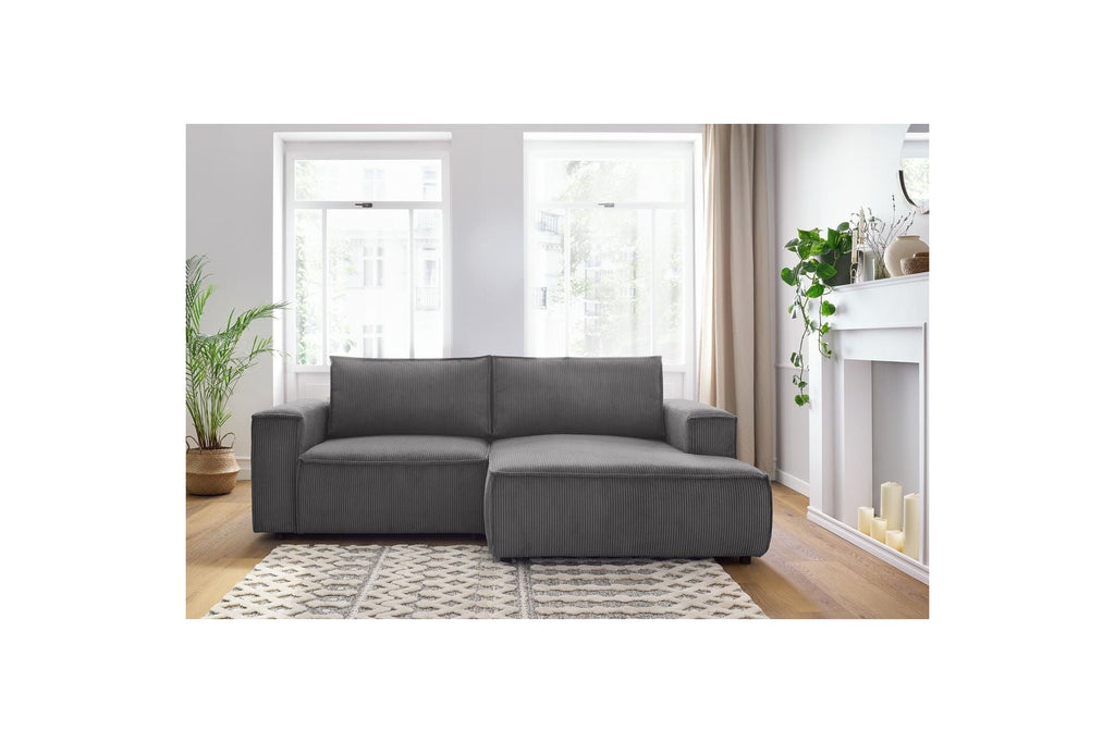 Compact fixed NIHAD corduroy corner sofa - Right-hand corner - BOBOCHIC - The Bradery