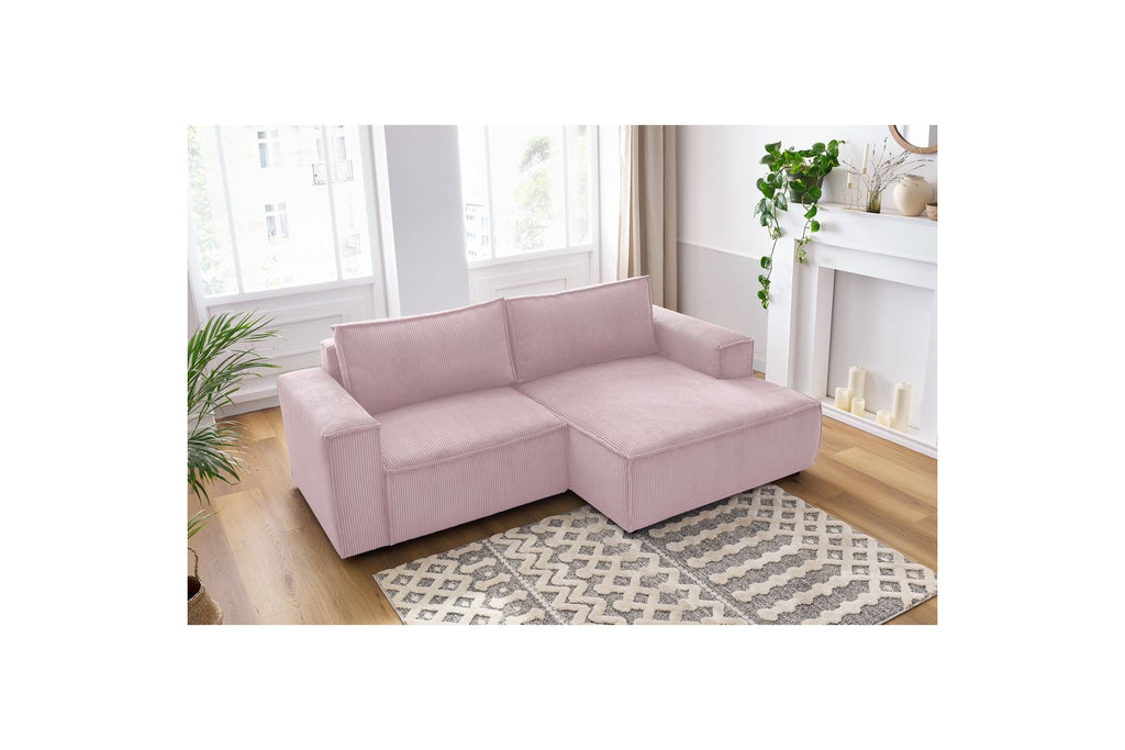Compact fixed NIHAD corduroy corner sofa - Right-hand corner - BOBOCHIC - The Bradery