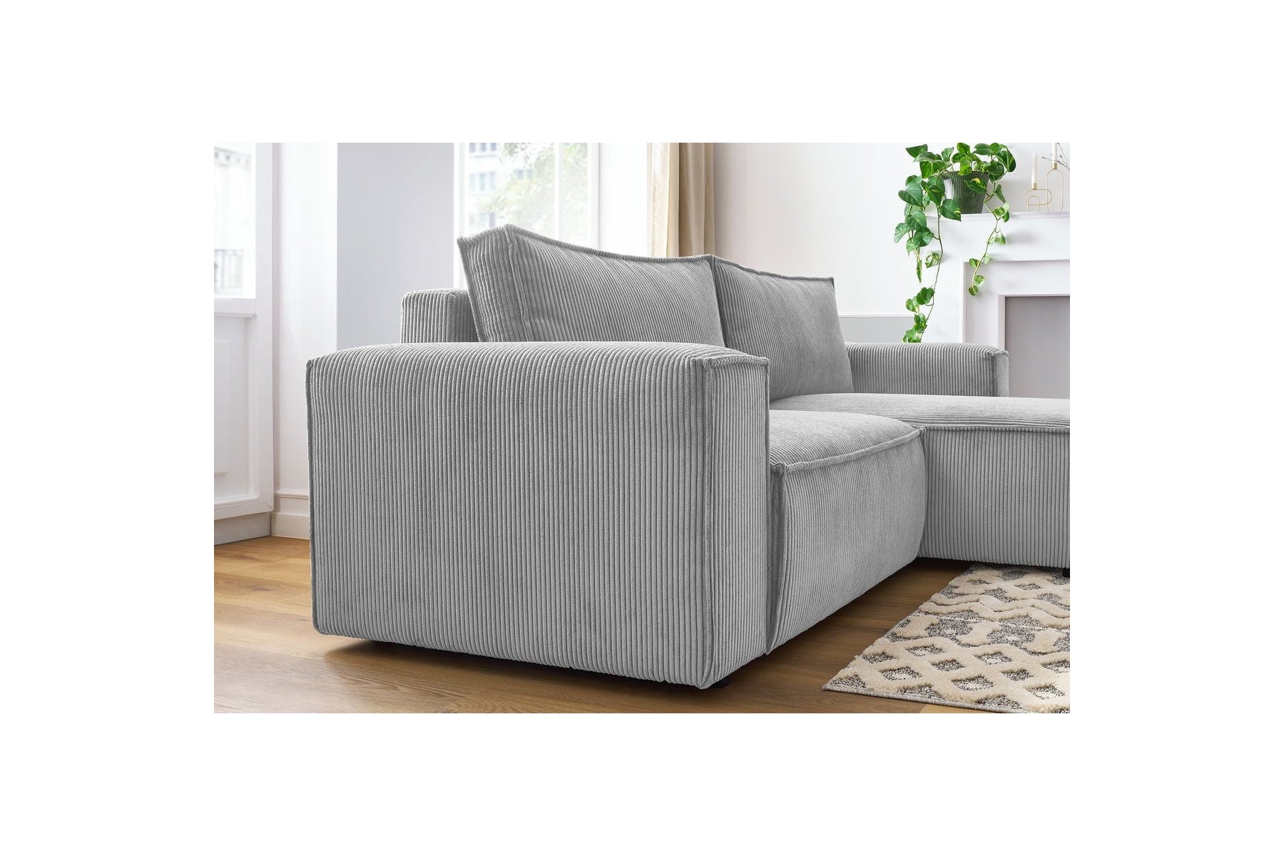 Compact fixed NIHAD corduroy corner sofa - Right-hand corner - BOBOCHIC - The Bradery