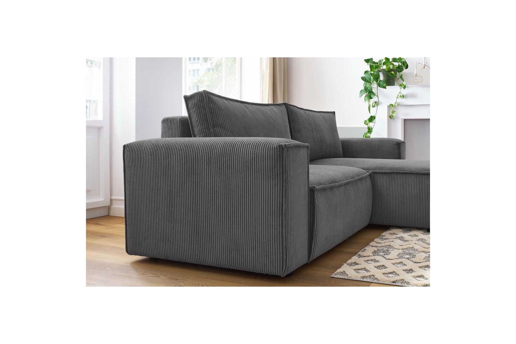 Compact fixed NIHAD corduroy corner sofa - Right-hand corner - BOBOCHIC - The Bradery