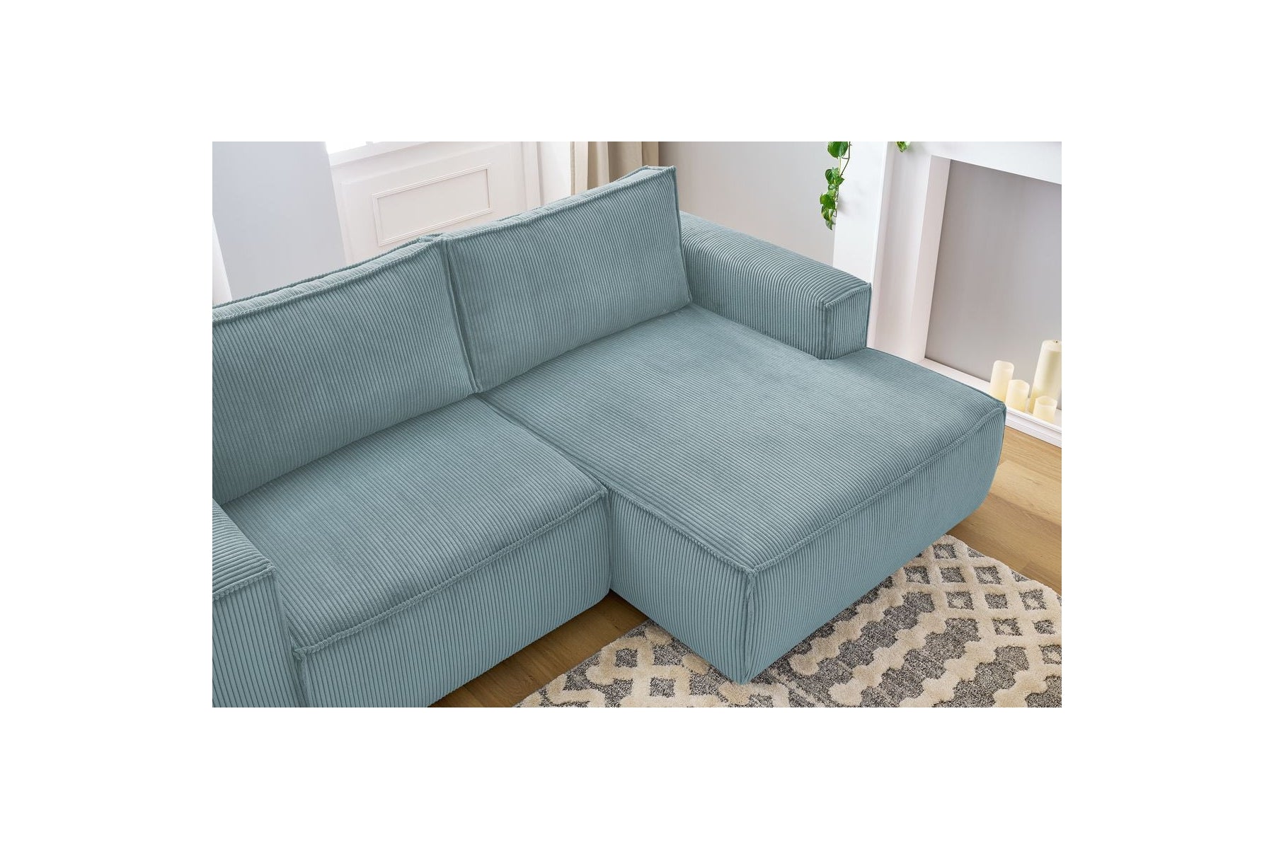 Compact fixed NIHAD corduroy corner sofa - Right-hand corner - BOBOCHIC - The Bradery