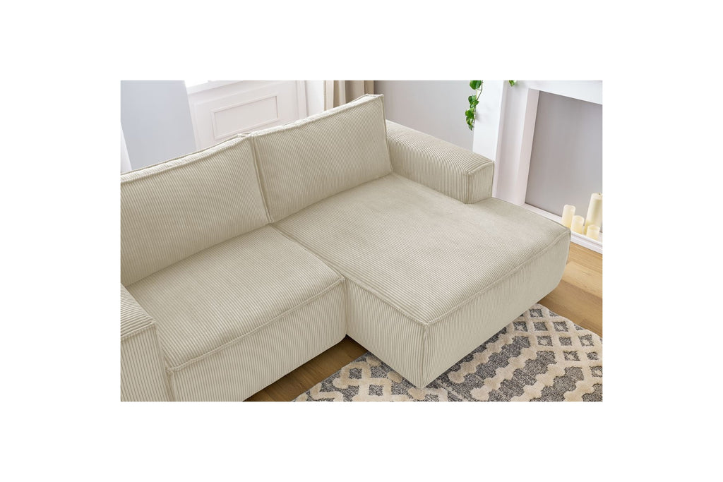 Compact fixed NIHAD corduroy corner sofa - Right-hand corner - BOBOCHIC - The Bradery