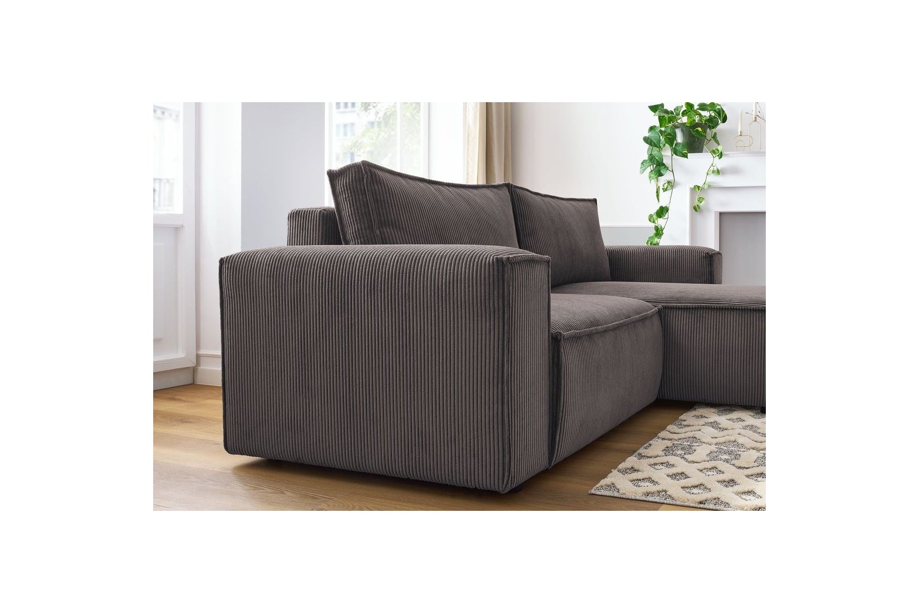 Compact fixed NIHAD corduroy corner sofa - Right-hand corner - BOBOCHIC - The Bradery