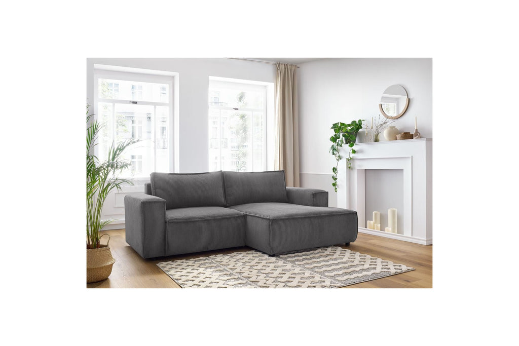 Compact fixed NIHAD corduroy corner sofa - Right-hand corner - BOBOCHIC - The Bradery