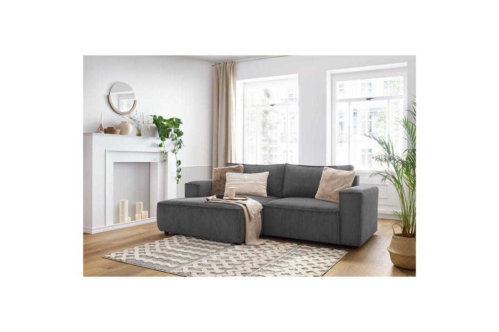 NIHAD compact fixed corner sofa in corduroy - Left-hand corner - BOBOCHIC - The Bradery