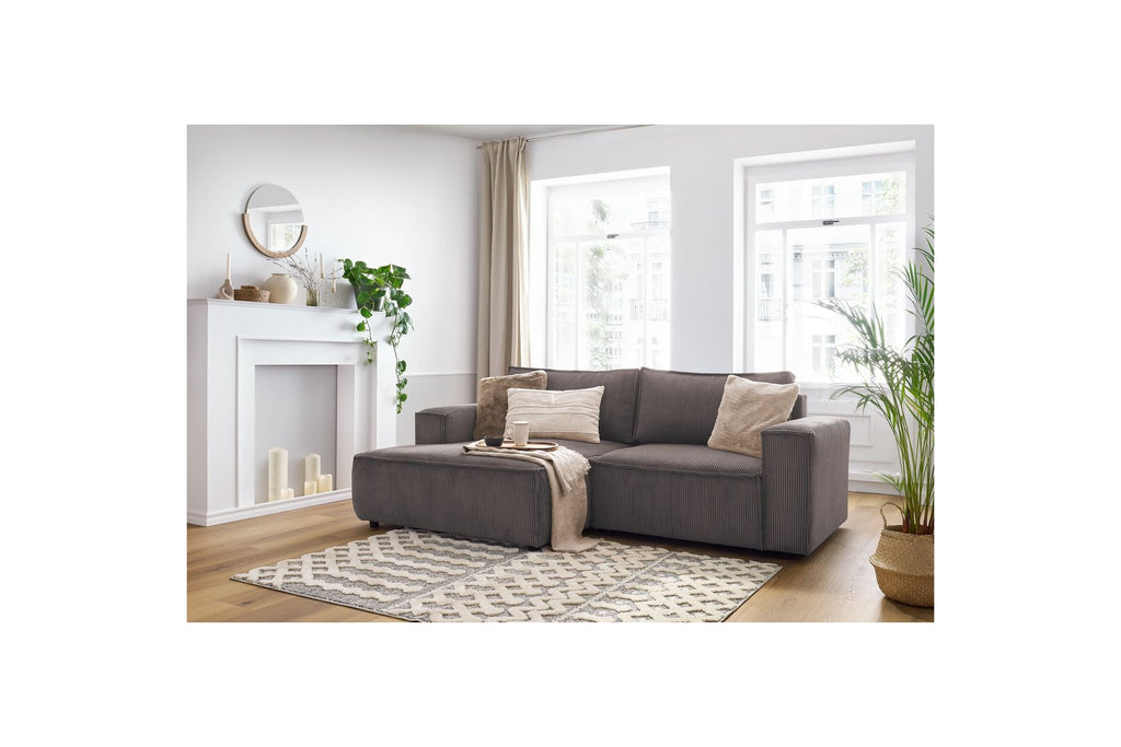 NIHAD compact fixed corner sofa in corduroy - Left-hand corner - BOBOCHIC - The Bradery