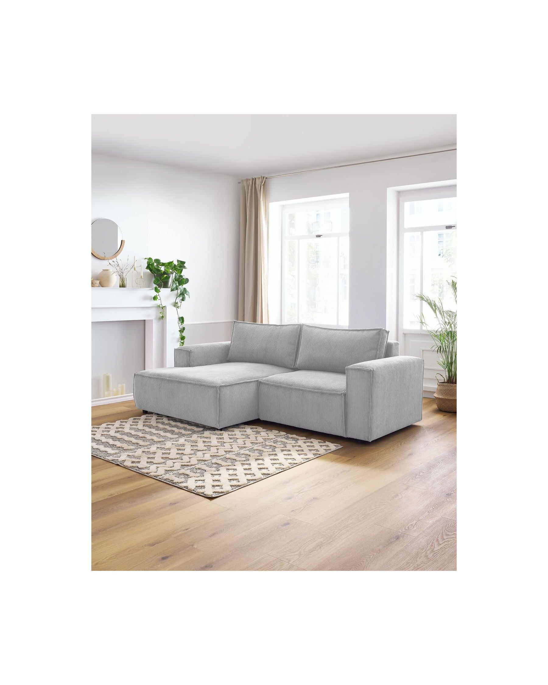 Compact fixed NIHAD corduroy corner sofa - Left-hand corner - BOBOCHIC - The Bradery