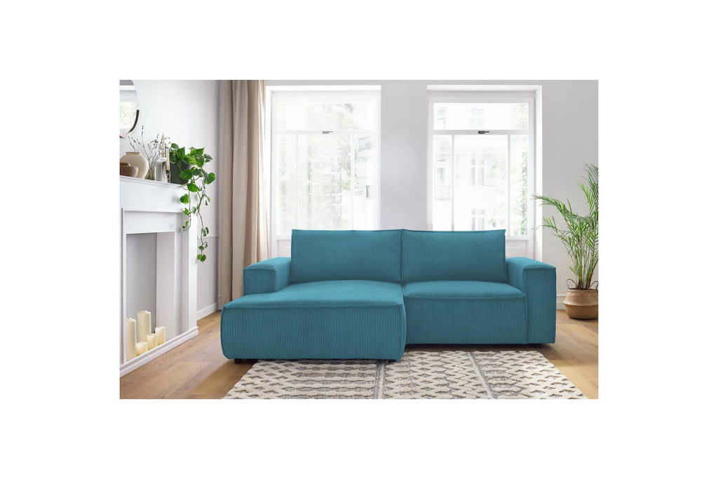 Compact fixed NIHAD corduroy corner sofa - Left-hand corner - BOBOCHIC - The Bradery