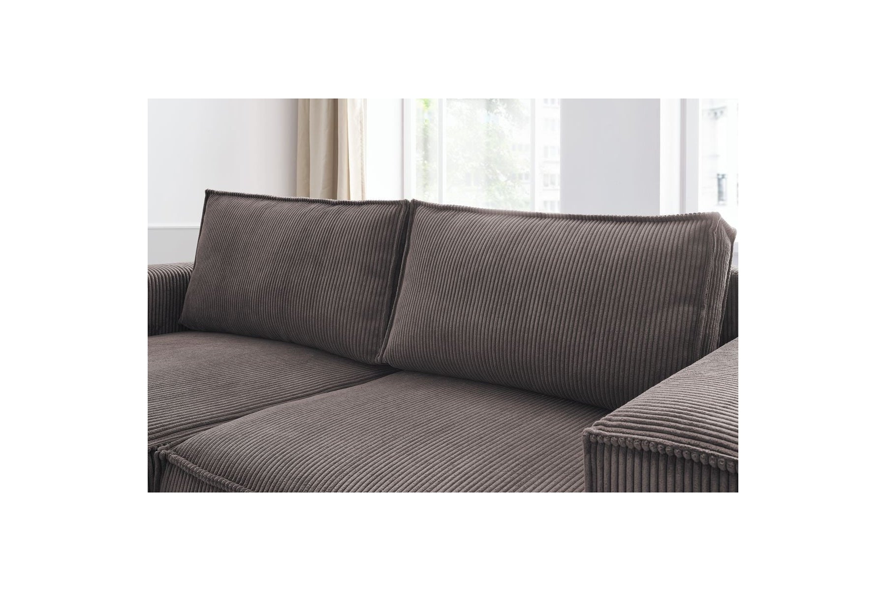 NIHAD compact fixed corner sofa in corduroy - Left-hand corner - BOBOCHIC - The Bradery