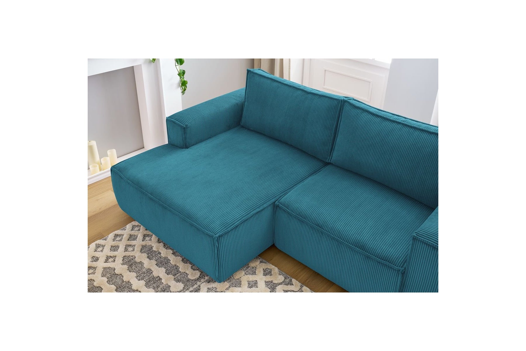 Compact fixed NIHAD corduroy corner sofa - Left-hand corner - BOBOCHIC - The Bradery