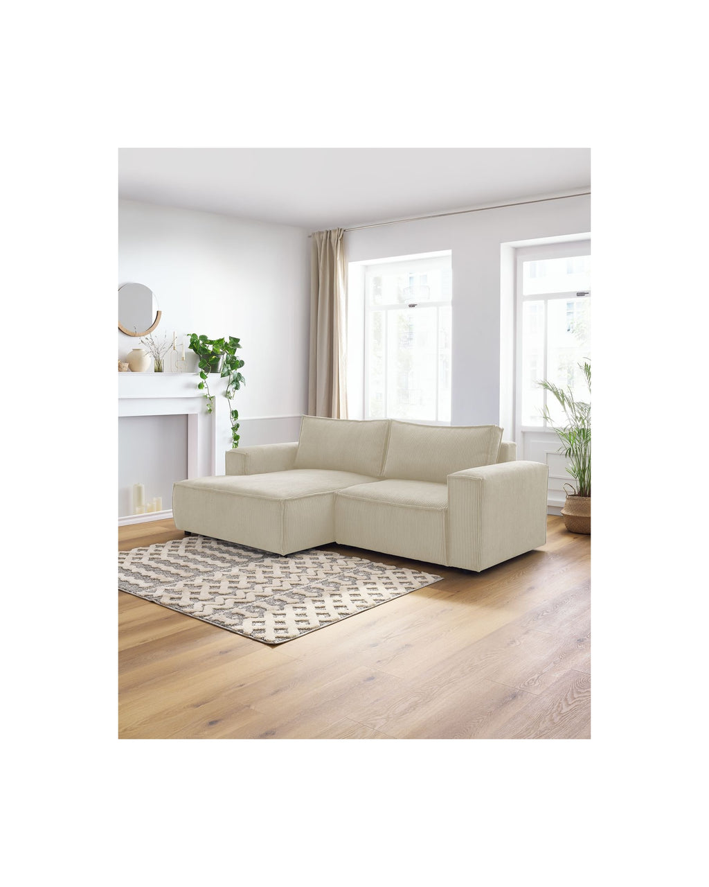 NIHAD compact fixed corner sofa in corduroy - Left-hand corner - BOBOCHIC - The Bradery