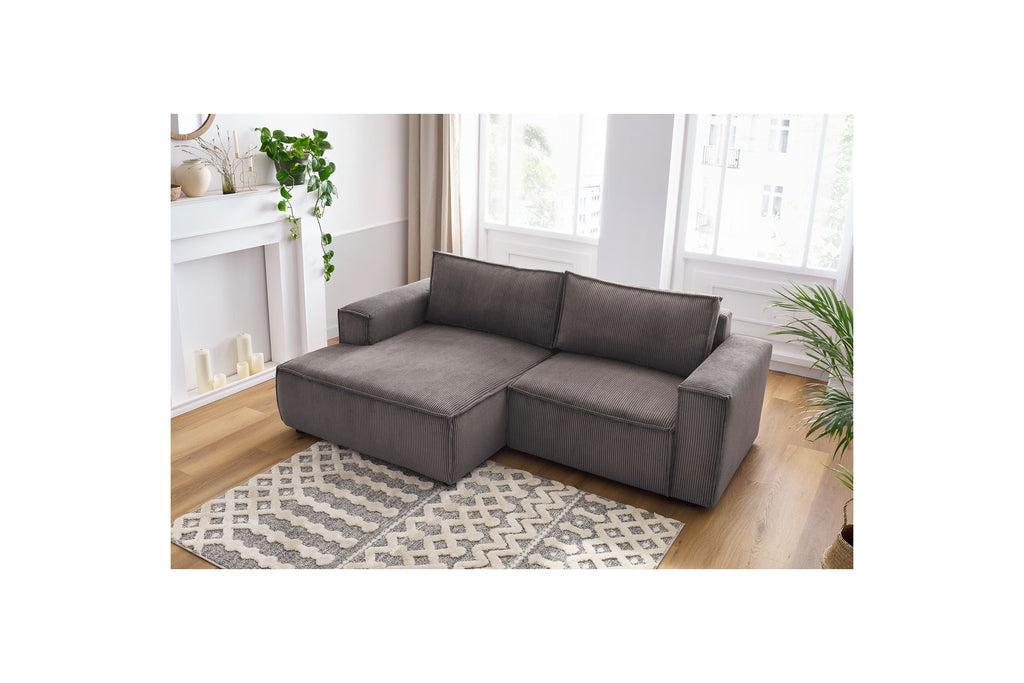 NIHAD compact fixed corner sofa in corduroy - Left-hand corner - BOBOCHIC - The Bradery