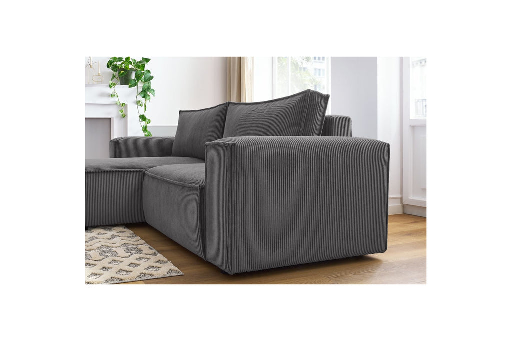 NIHAD compact fixed corner sofa in corduroy - Left-hand corner - BOBOCHIC - The Bradery