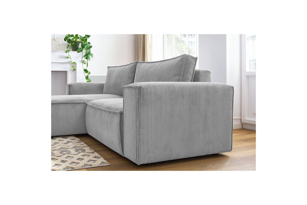 Compact fixed NIHAD corduroy corner sofa - Left-hand corner - BOBOCHIC - The Bradery
