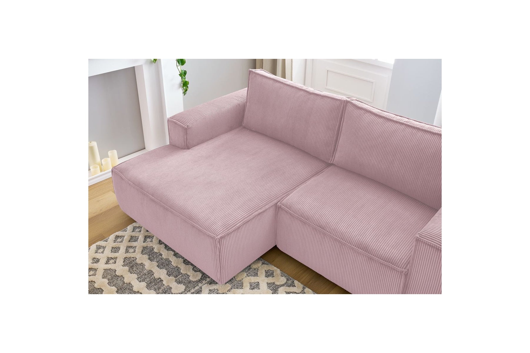 NIHAD compact fixed corner sofa in corduroy - Left-hand corner - BOBOCHIC - The Bradery