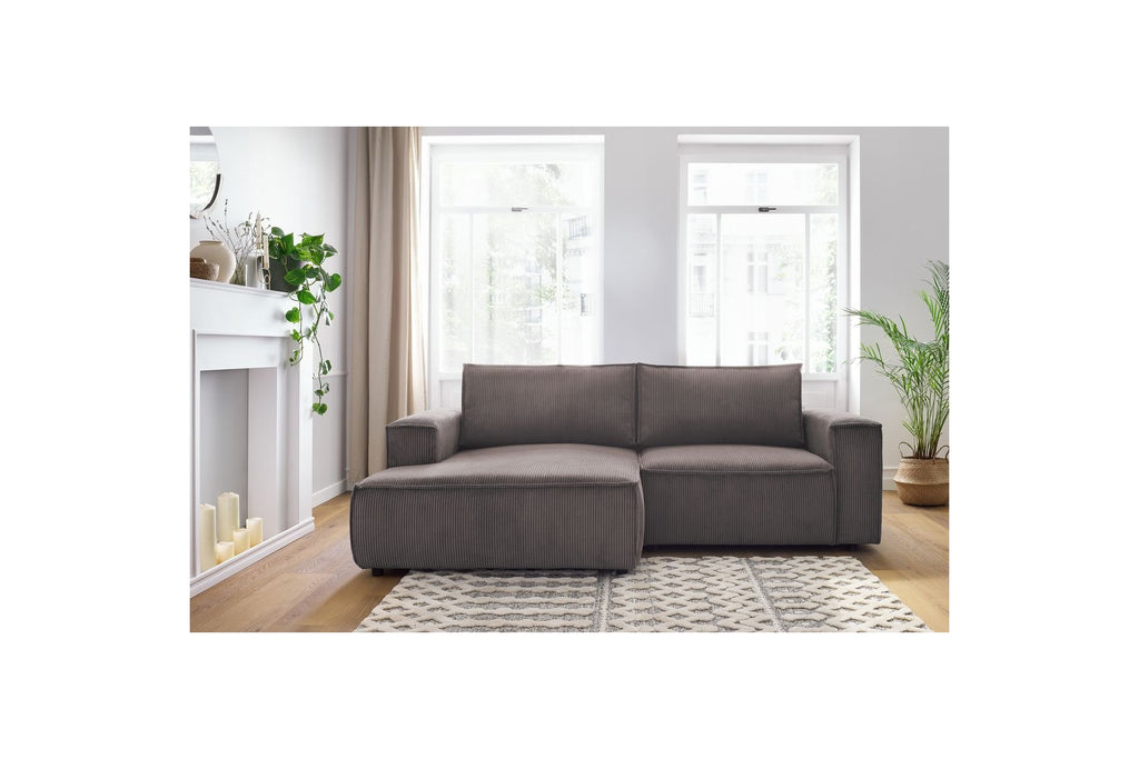 NIHAD compact fixed corner sofa in corduroy - Left-hand corner - BOBOCHIC - The Bradery