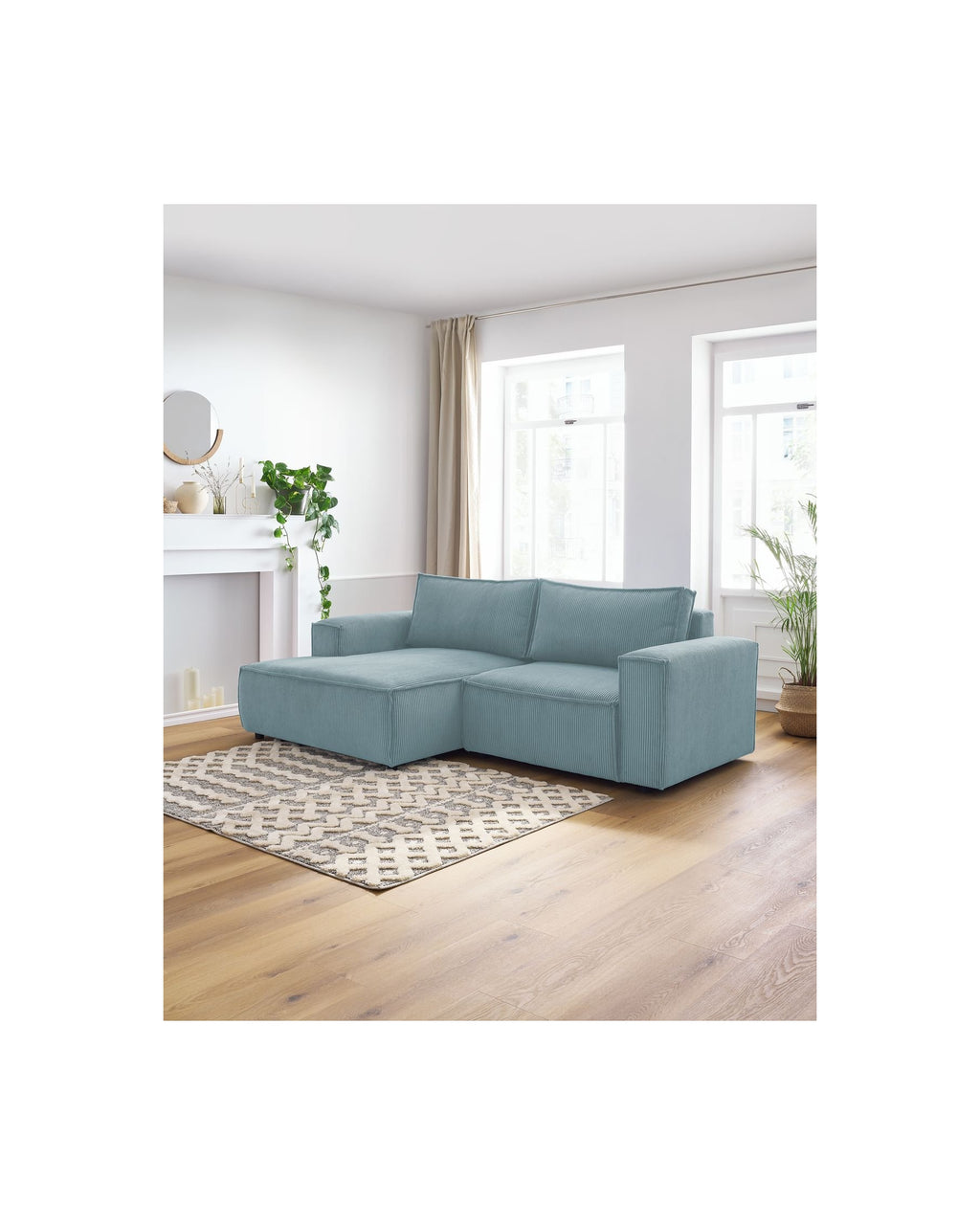 Compact fixed NIHAD corduroy corner sofa - Left-hand corner - BOBOCHIC - The Bradery