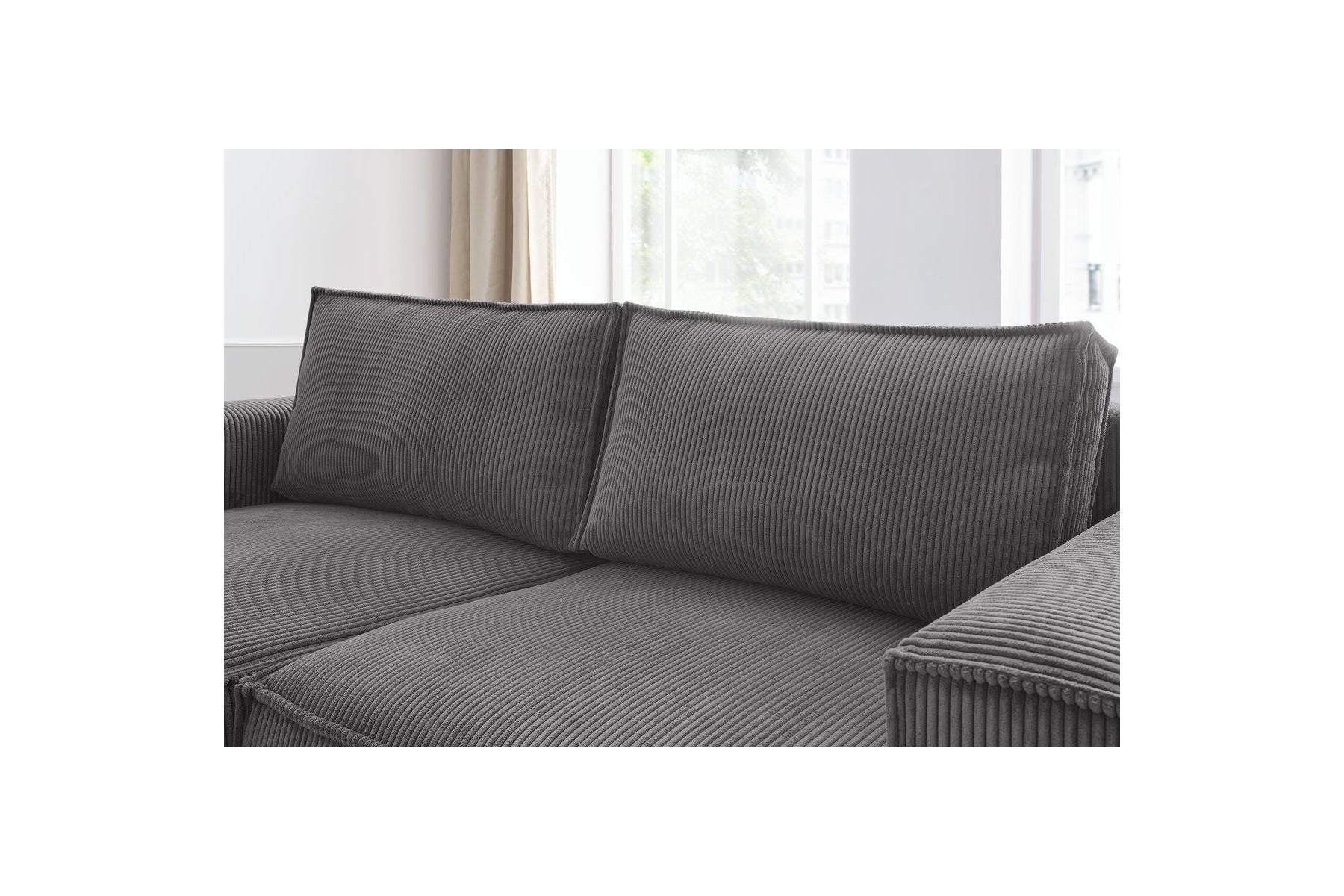 NIHAD compact fixed corner sofa in corduroy - Left-hand corner - BOBOCHIC - The Bradery
