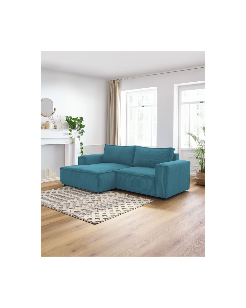 Compact fixed NIHAD corduroy corner sofa - Left-hand corner - BOBOCHIC - The Bradery