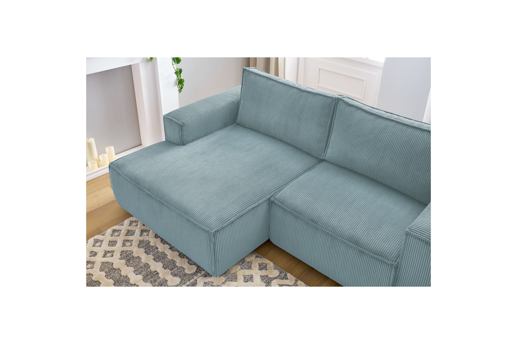 Compact fixed NIHAD corduroy corner sofa - Left-hand corner - BOBOCHIC - The Bradery