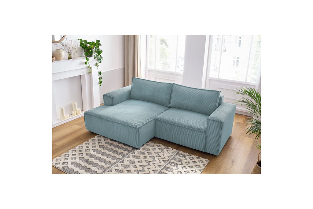 Compact fixed NIHAD corduroy corner sofa - Left-hand corner - BOBOCHIC - The Bradery