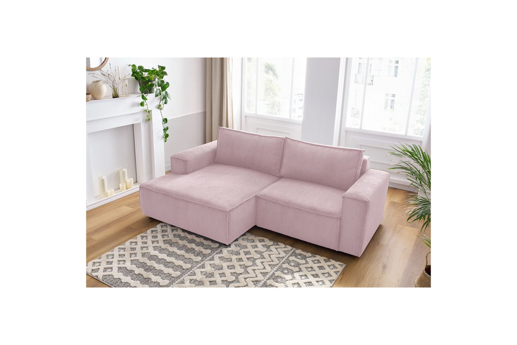 NIHAD compact fixed corner sofa in corduroy - Left-hand corner - BOBOCHIC - The Bradery