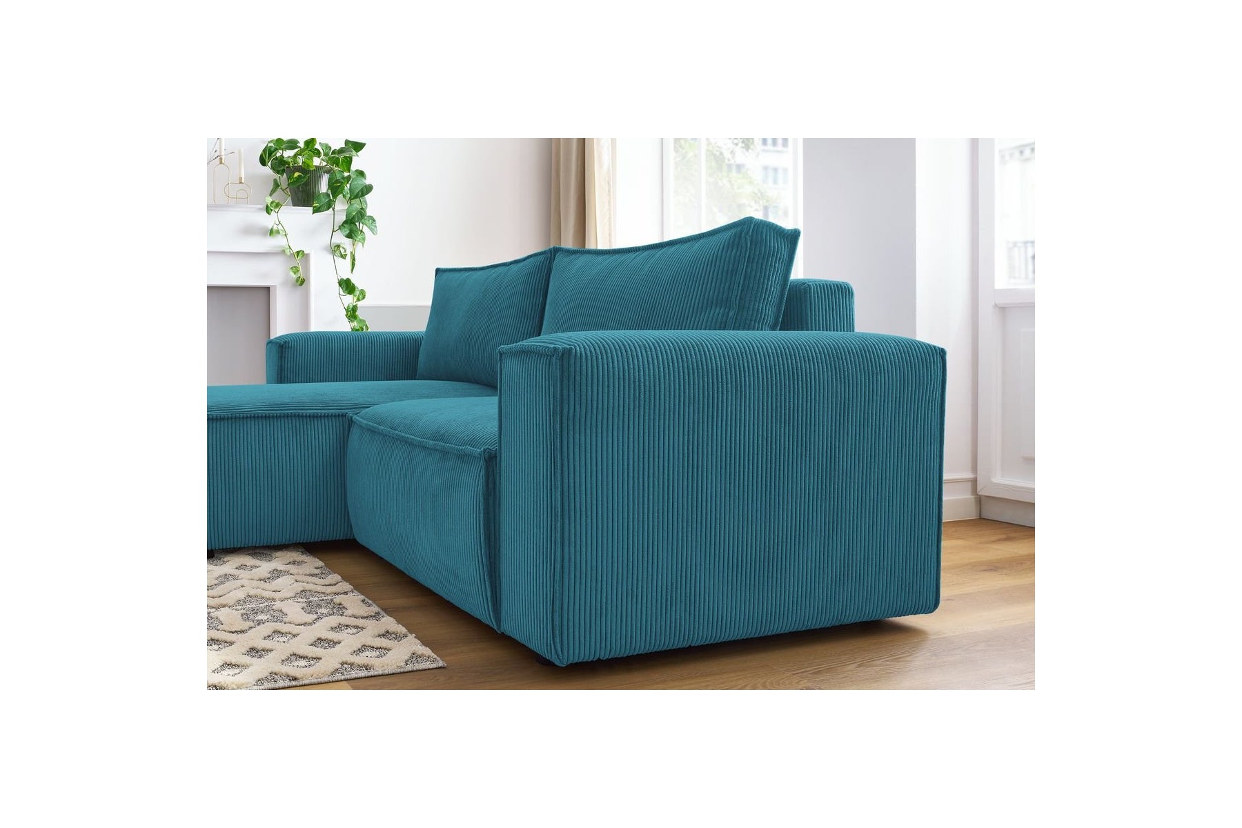 Compact fixed NIHAD corduroy corner sofa - Left-hand corner - BOBOCHIC - The Bradery