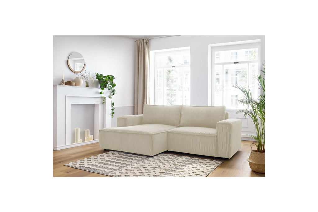 NIHAD compact fixed corner sofa in corduroy - Left-hand corner - BOBOCHIC - The Bradery