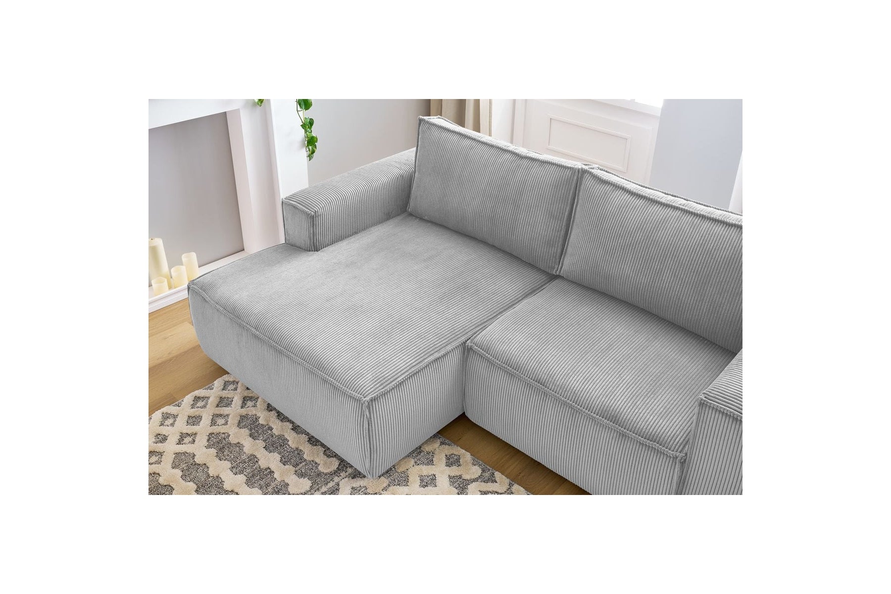NIHAD compact fixed corner sofa in corduroy - Left-hand corner - BOBOCHIC - The Bradery