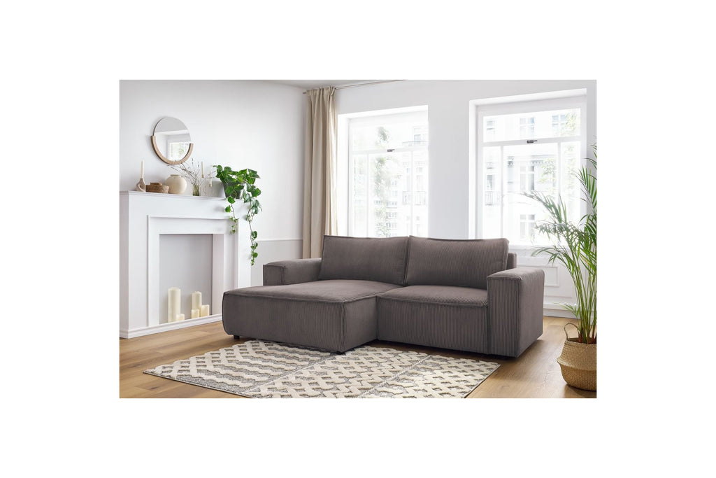 NIHAD compact fixed corner sofa in corduroy - Left-hand corner - BOBOCHIC - The Bradery