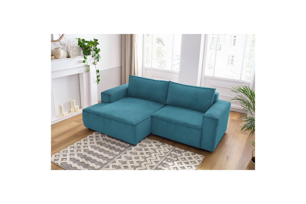 Compact fixed NIHAD corduroy corner sofa - Left-hand corner - BOBOCHIC - The Bradery