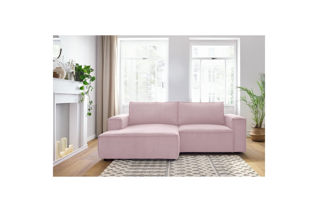 NIHAD compact fixed corner sofa in corduroy - Left-hand corner - BOBOCHIC - The Bradery