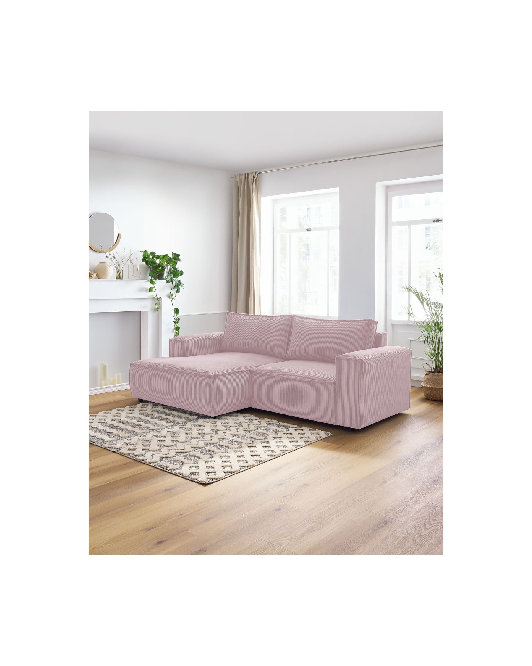 NIHAD compact fixed corner sofa in corduroy - Left-hand corner - BOBOCHIC - The Bradery