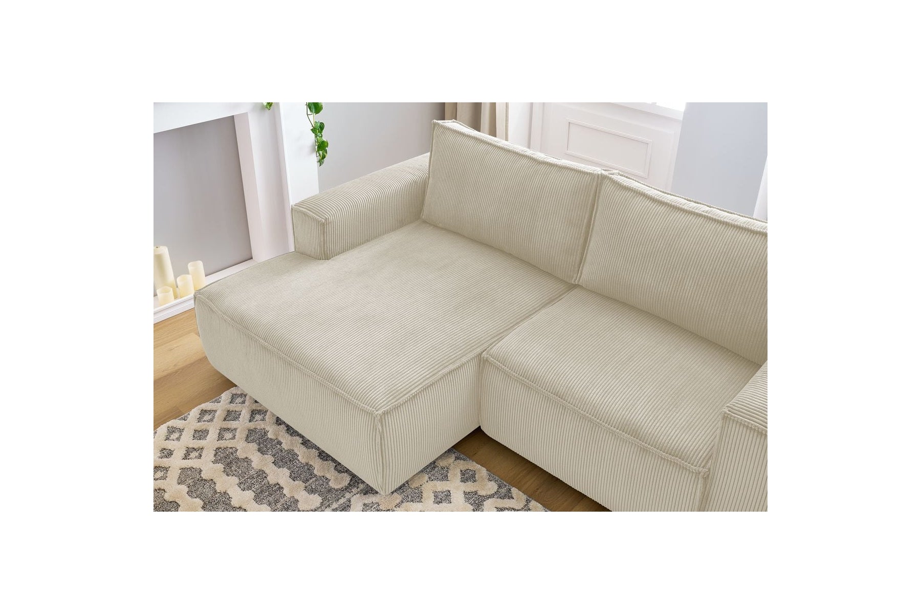 NIHAD compact fixed corner sofa in corduroy - Left-hand corner - BOBOCHIC - The Bradery