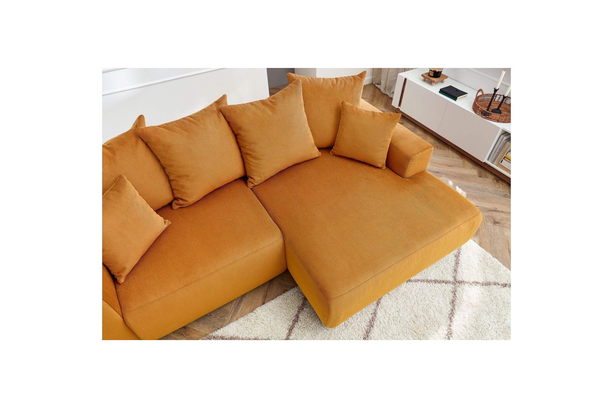 ENJOY fixed corner sofa in corduroy - Right-hand corner - BOBOCHIC - The Bradery