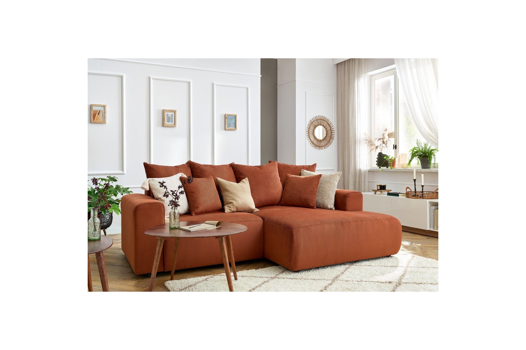 Fixed corner sofa ENJOY Corduroy - Right angle - BOBOCHIC -The Bradery