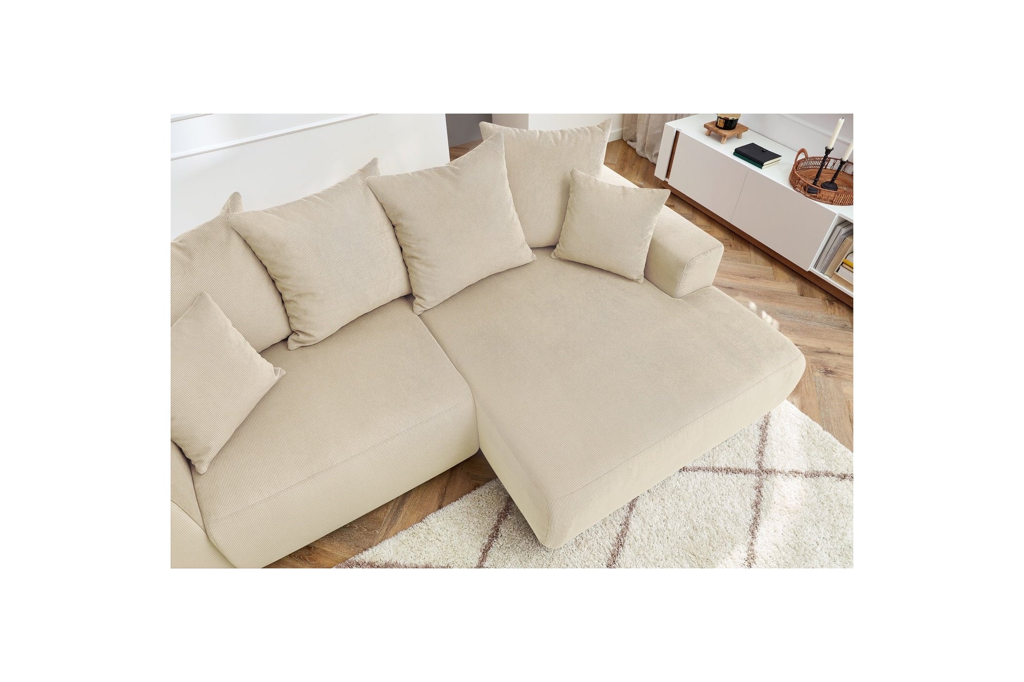 ENJOY fixed corner sofa in corduroy - Right-hand corner - BOBOCHIC - The Bradery