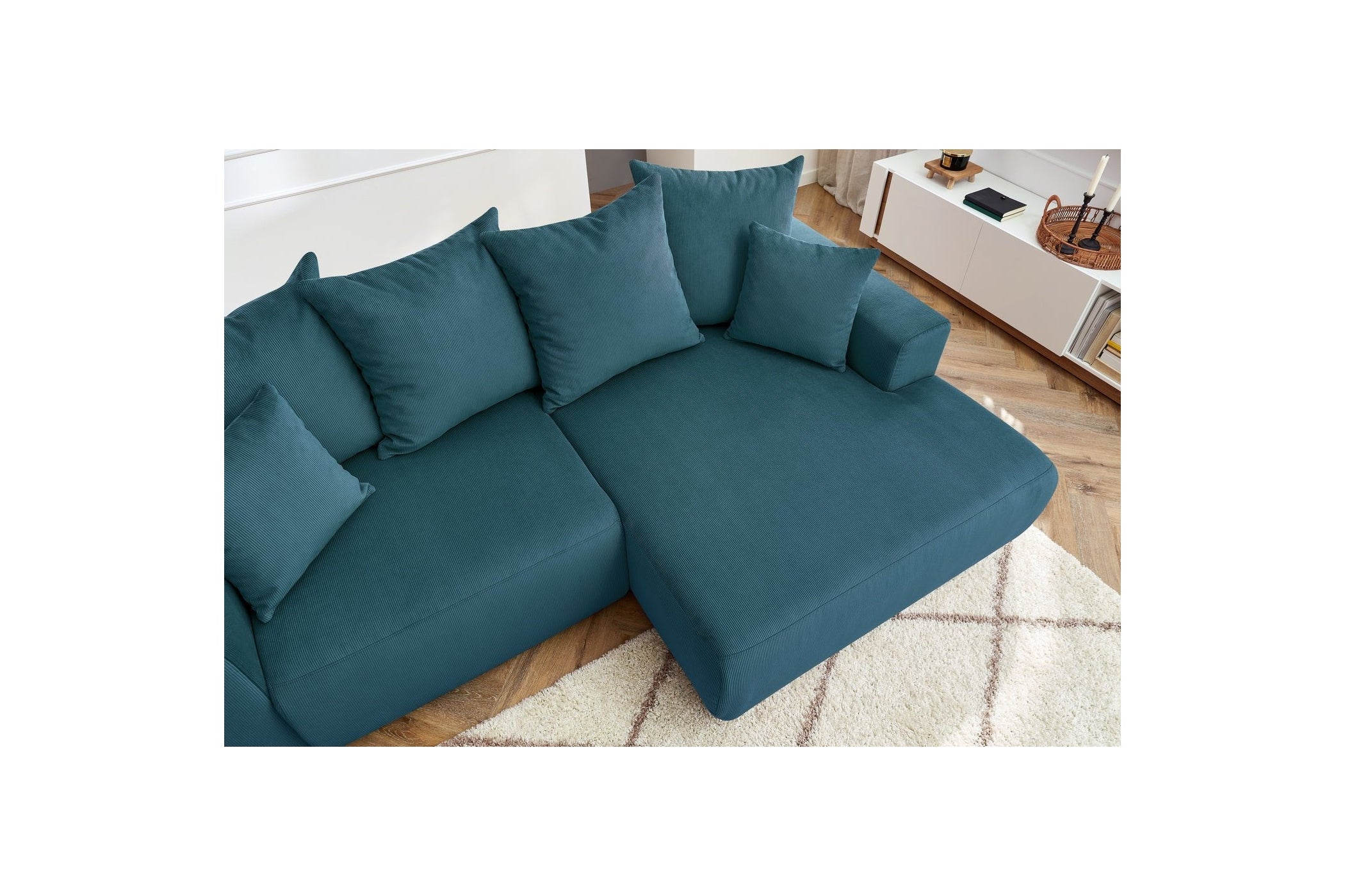 ENJOY fixed corner sofa in corduroy - Right-hand corner - BOBOCHIC - The Bradery