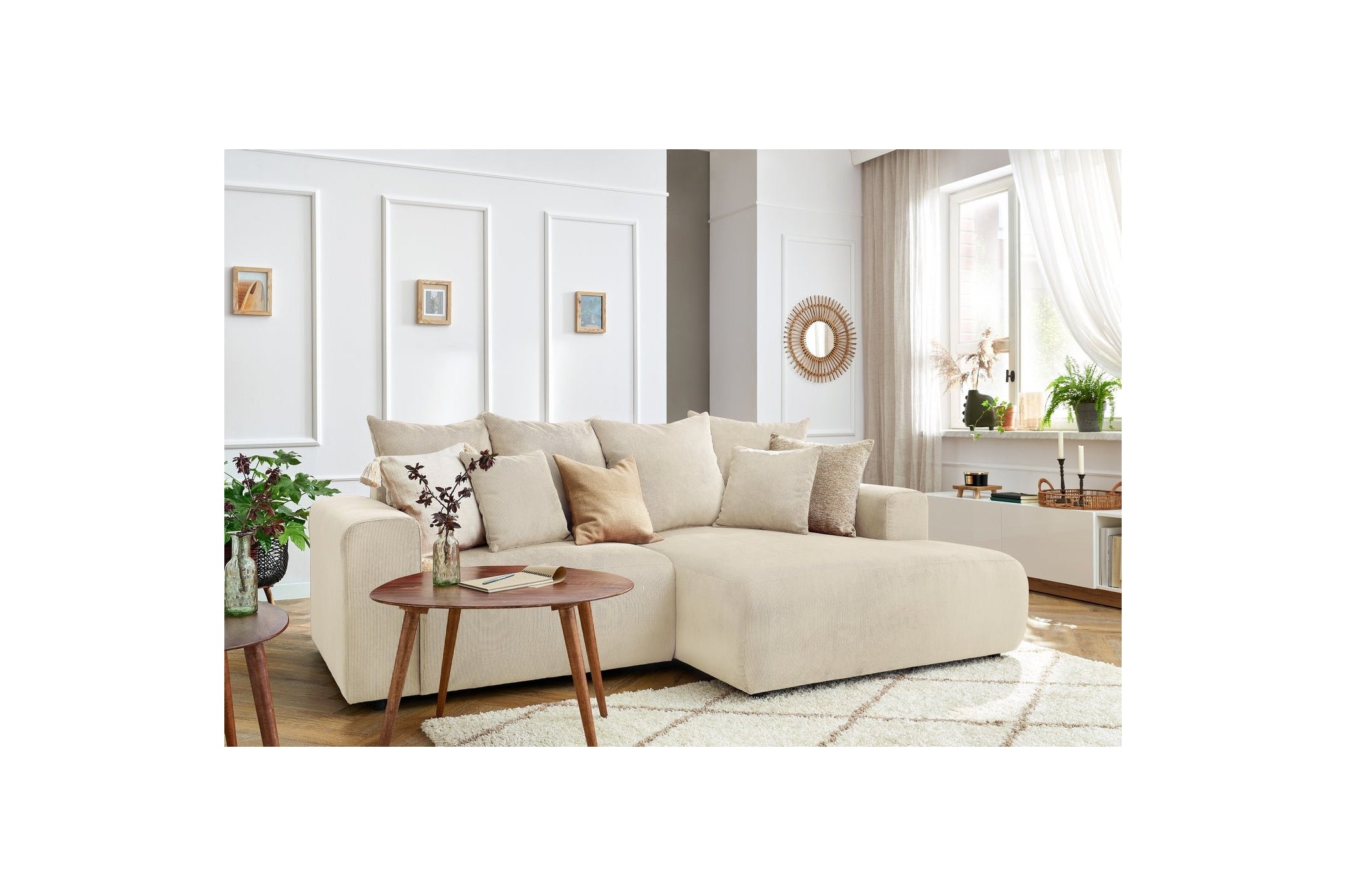 ENJOY fixed corner sofa in corduroy - Right-hand corner - BOBOCHIC - The Bradery